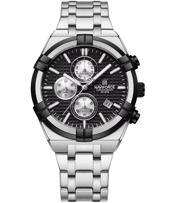 Naviforce NF8042 Argent Fond Noir Montre pour Homme