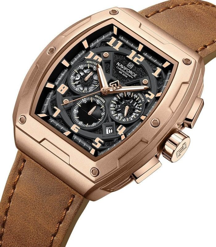 Naviforce NF8053 Marron Rose Gold Montre pour Homme