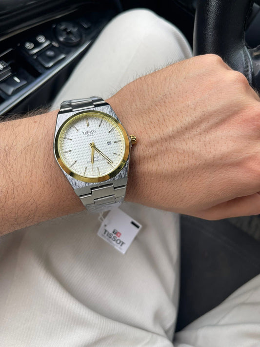 Tissot Prx Powermatic White Dial Gold Bezel Automatic