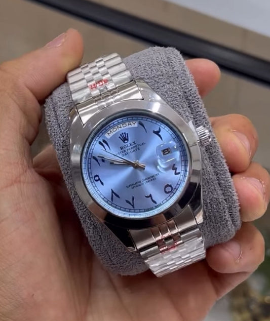 Rolex Day-Date 40 Arabic Numerals Blue Dial