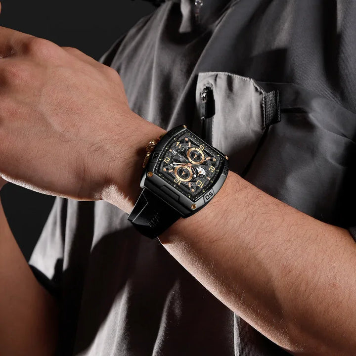 NaviForce NF8052 Shape Hollow Design Dial
Multifunction Watch For Men - Black