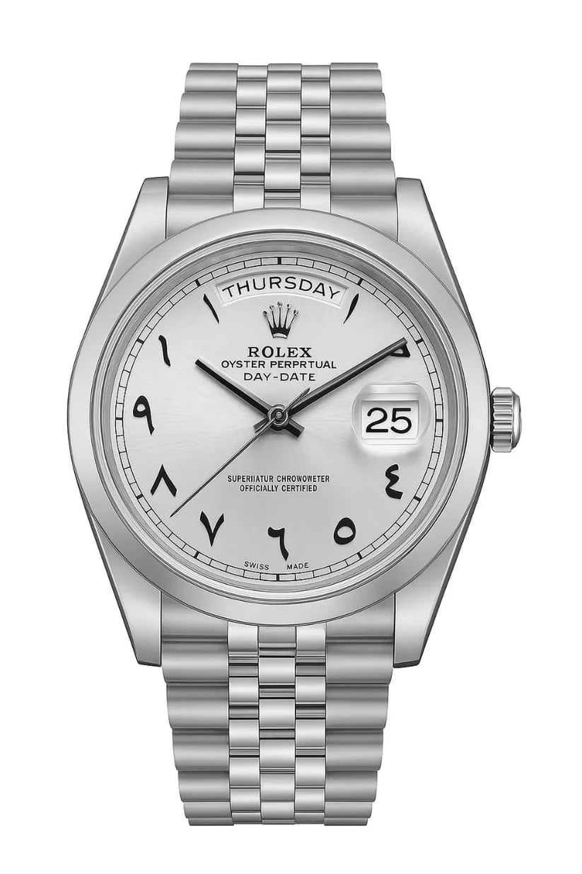 Rolex Day-Date 40 Arabic Numerals White Dial