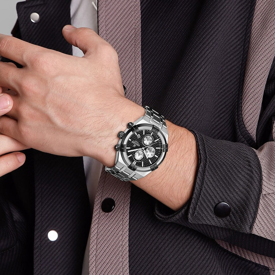 Naviforce NF8042 Argent Fond Noir Montre pour Homme
