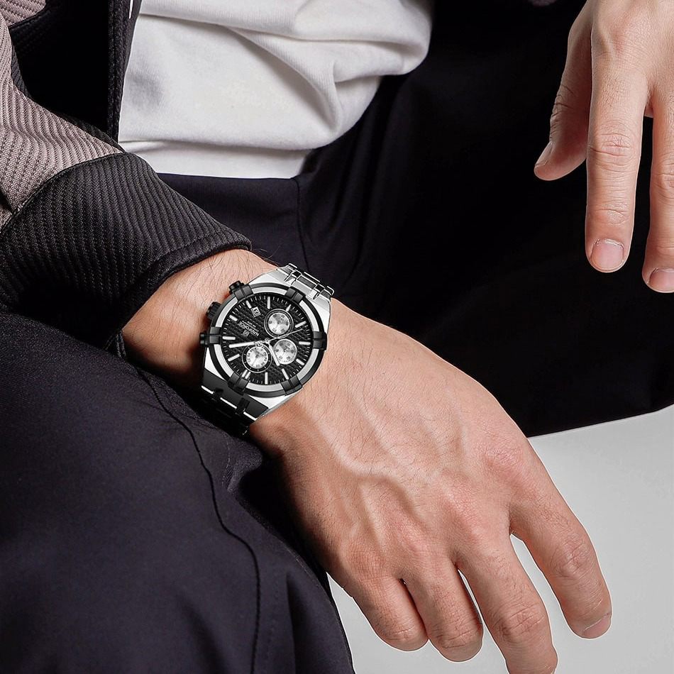 Naviforce NF8042 Argent Fond Noir Montre pour Homme