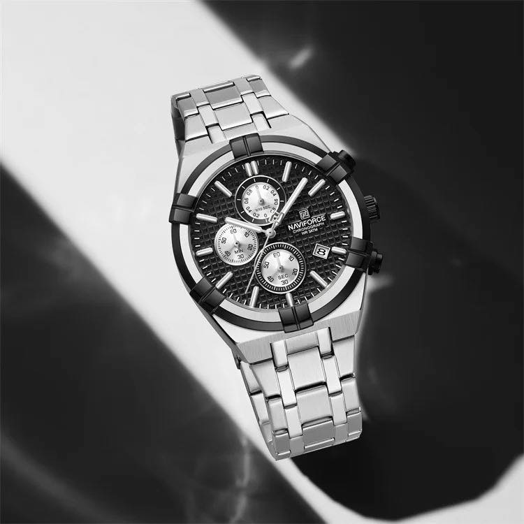 Naviforce NF8042 Argent Fond Noir Montre pour Homme