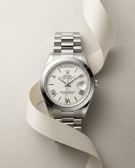 Rolex Day-Date - Fond Blanc Romanian Numbers