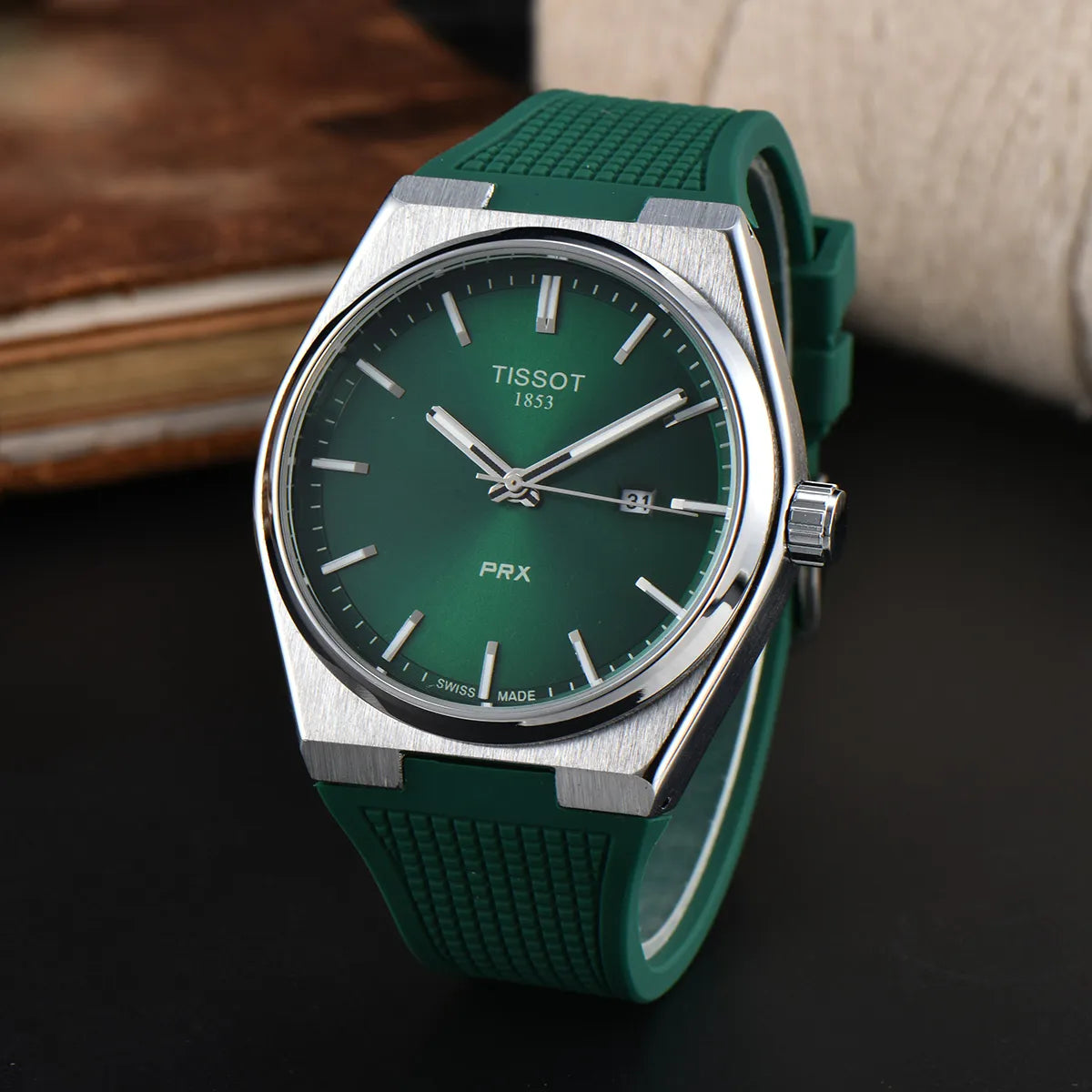 Tissot Prx - Fond Vert & Bracelet Caoutchouc Vert