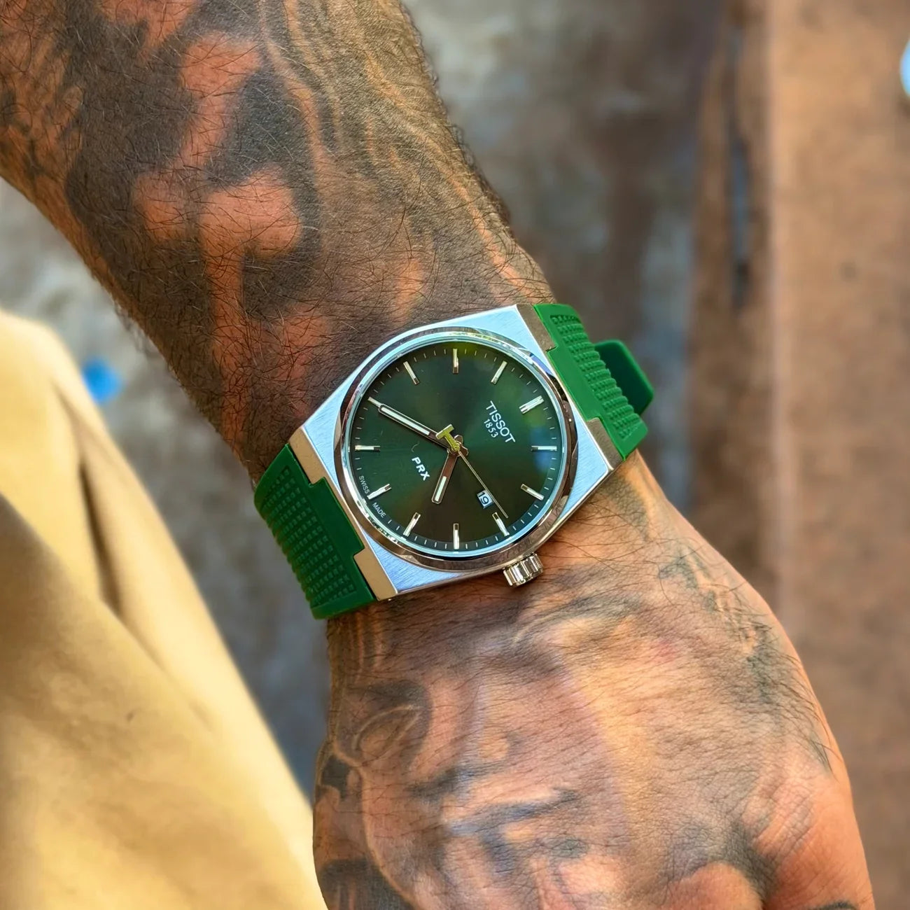 Tissot Prx - Fond Vert & Bracelet Caoutchouc Vert