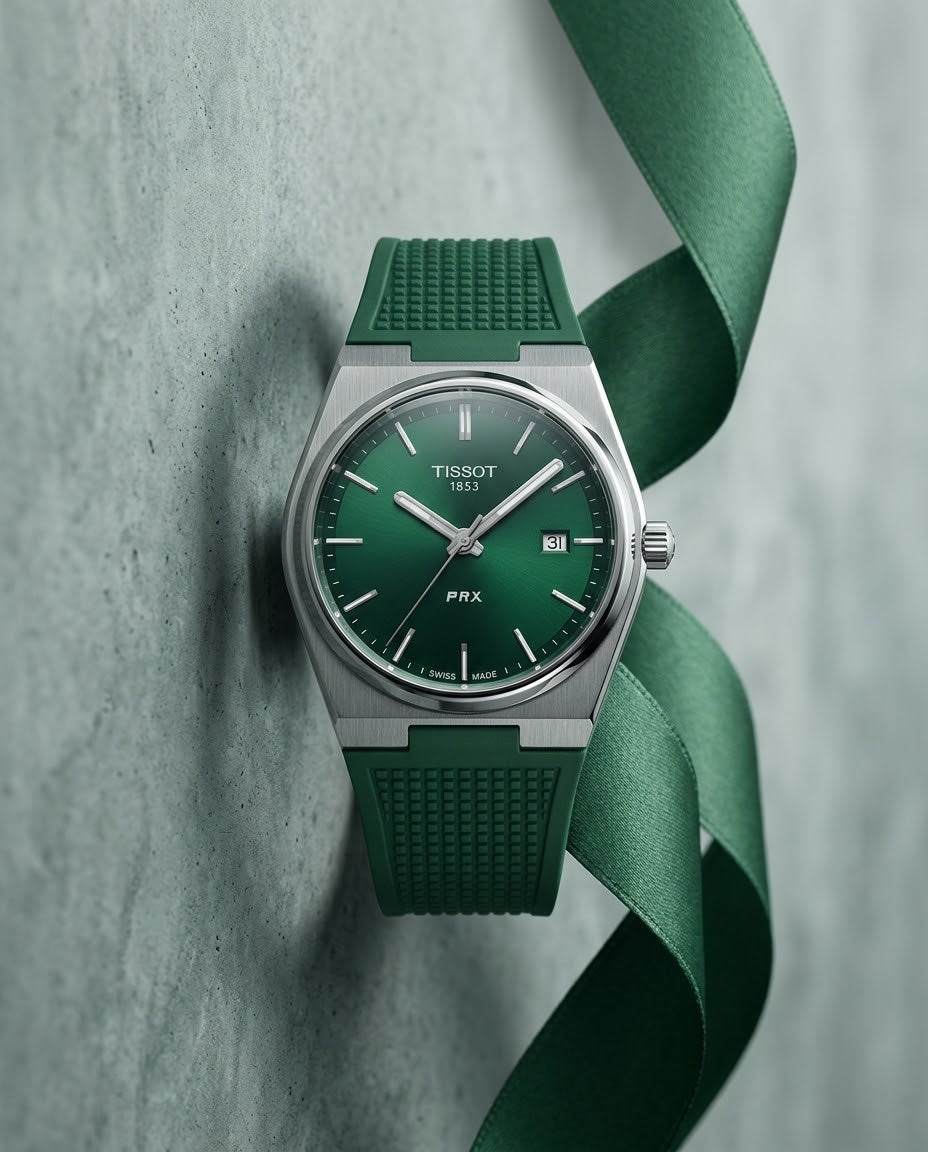 Tissot Prx - Fond Vert & Bracelet Caoutchouc Vert