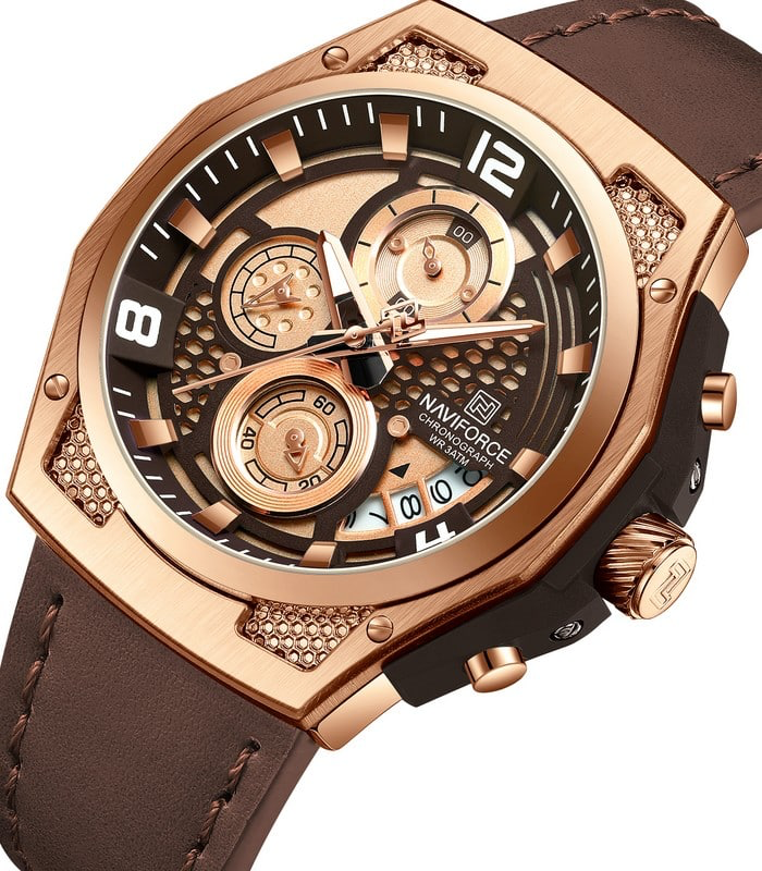 Naviforce NF8051L Marron Rosé Montre pour Homme