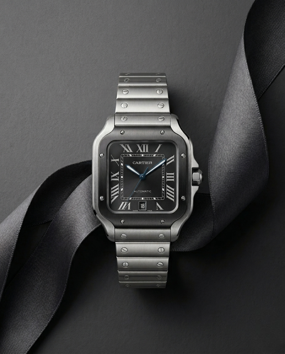 Cartier Santos Bezel & Black Dial