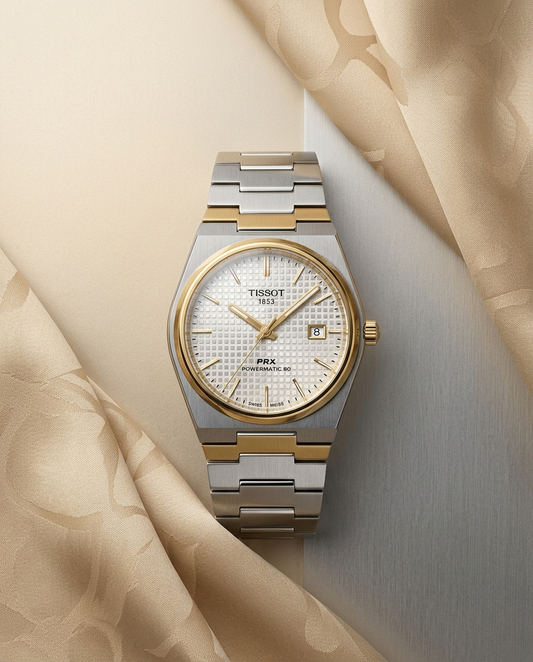 Tissot Prx Powermatic White Dial Gold Bezel Automatic