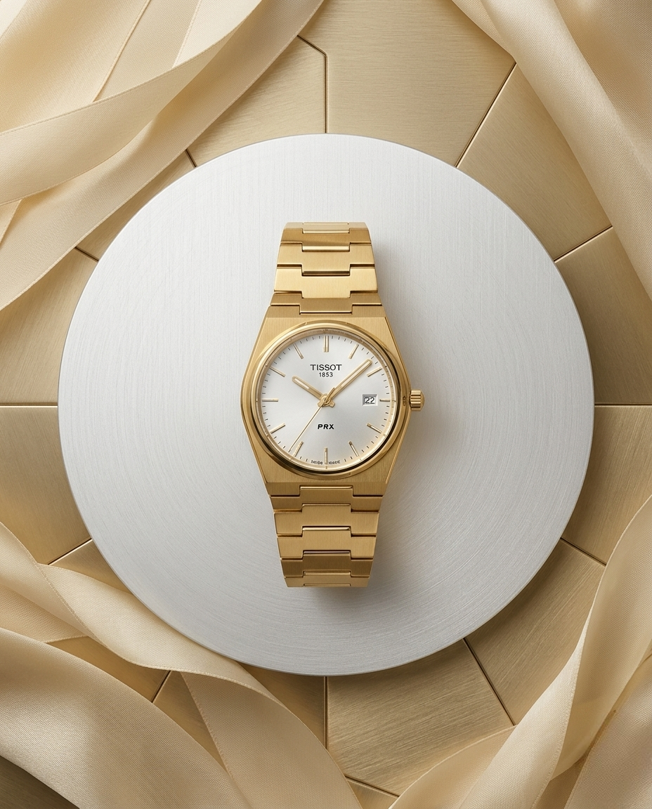 Tissot Prx – Gold & Fond Blanc