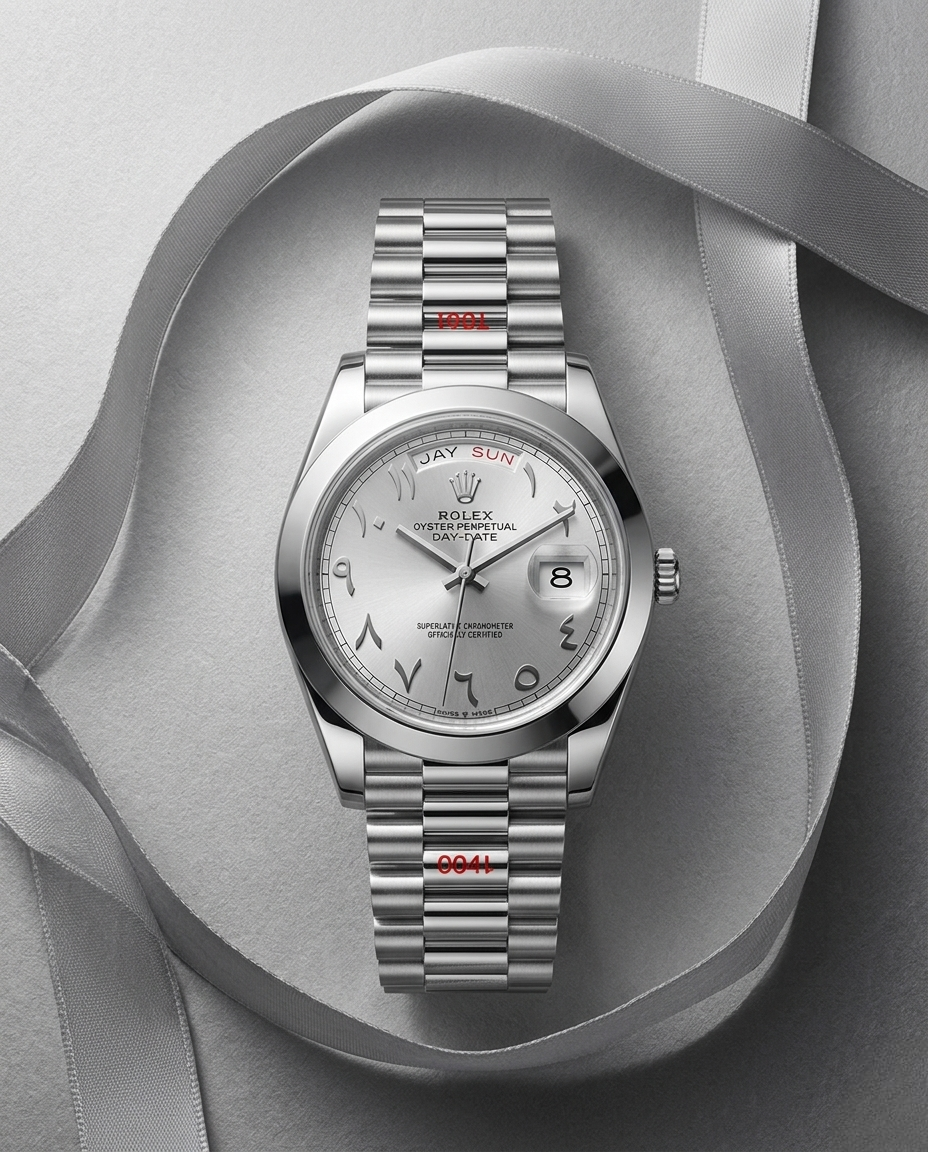 Rolex Day-Date 40 Arabic Numerals White Dial